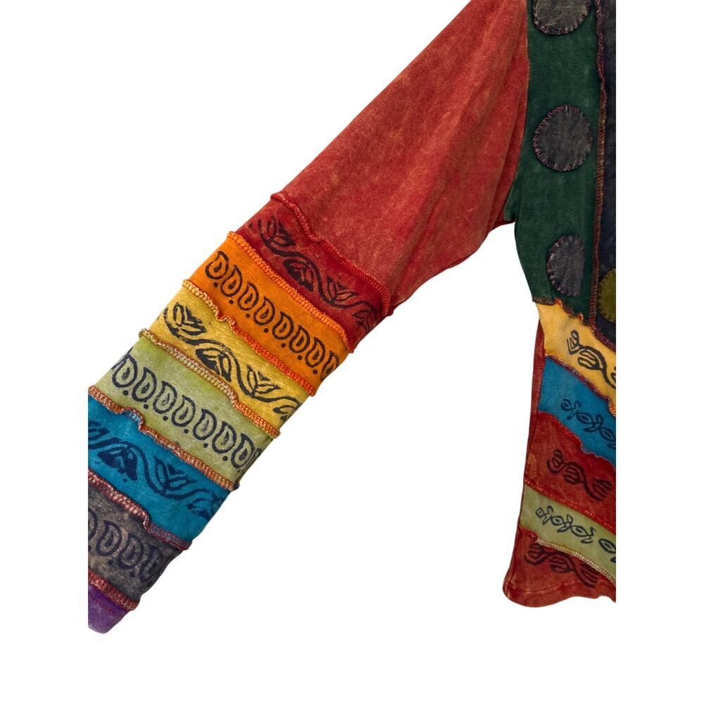 Greater Network 90s Boho Patchwork Cotton Top XXL Nepal Fair Trade Artsy - Picture 7 of 13